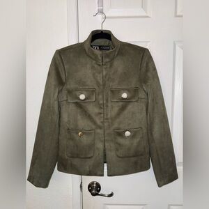 NWT Zara Faux Suede Military-Style Jacket